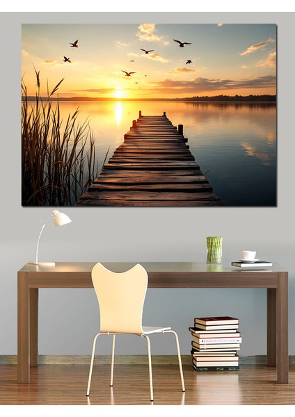 Gün Batımına Iskelesi Dekoratif Kanvas - Mdf Ahşap Tablo fırsatları
