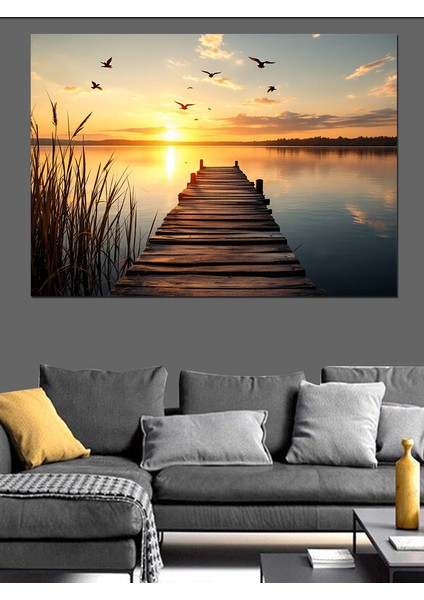 Gün Batımına Iskelesi Dekoratif Kanvas - Mdf Ahşap Tablo indirimleri