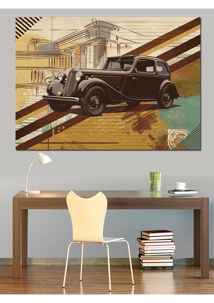 Vintage Tarzda Klasik Araba Dekoratif Kanvas - Mdf Ahşap Tablo fırsatları
