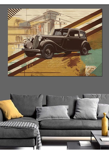 Vintage Tarzda Klasik Araba Dekoratif Kanvas - Mdf Ahşap Tablo indirimleri