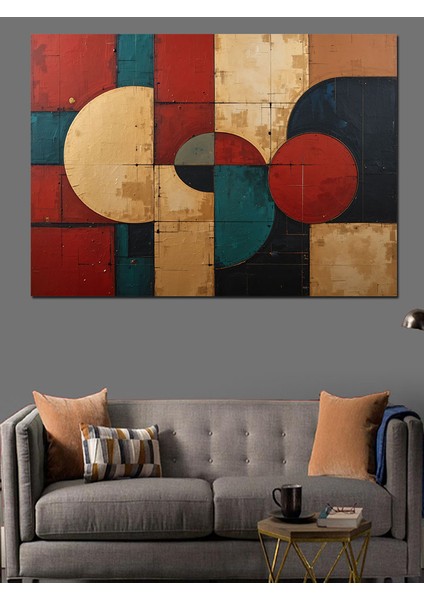 Geometrik Renkli Daire Kompozisyonu Dekoratif Kanvas - Mdf Ahşap Tablo modelleri