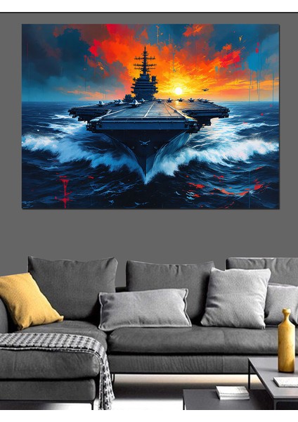 Fırtınada Savaş Gemisi Manzarası Dekoratif Kanvas - Mdf Ahşap Tablo fiyatları