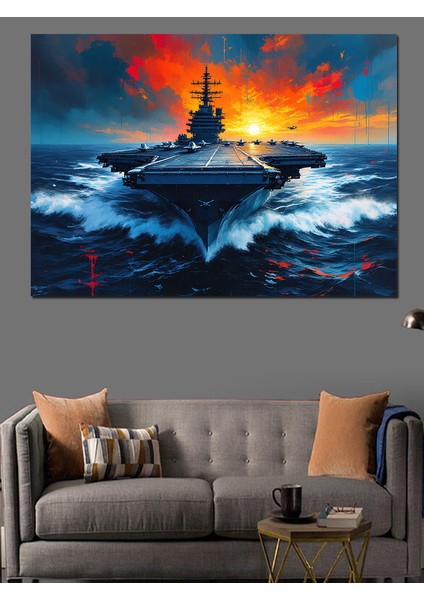 Fırtınada Savaş Gemisi Manzarası Dekoratif Kanvas - Mdf Ahşap Tablo indirimleri