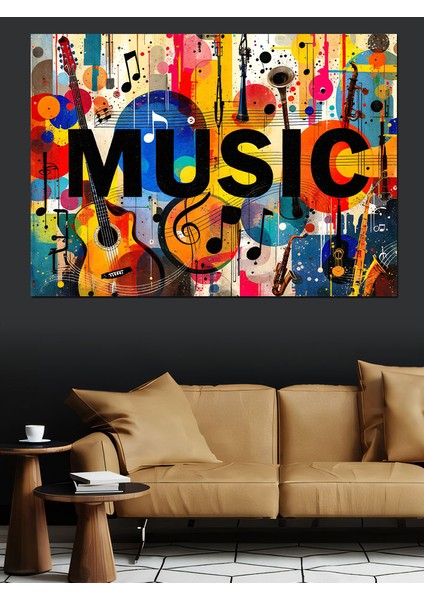 Renkli Yazı Tipi Müzik Posteri Dekoratif Kanvas - Mdf Ahşap Tablo modelleri