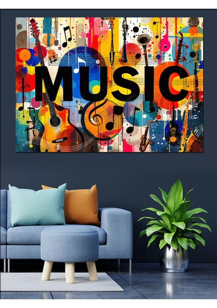 Renkli Yazı Tipi Müzik Posteri Dekoratif Kanvas - Mdf Ahşap Tablo fırsatları
