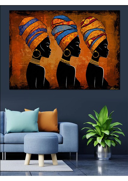 Afrikalı Kadın Figürlü Sanat Dekoratif Kanvas - Mdf Ahşap Tablo fiyatları
