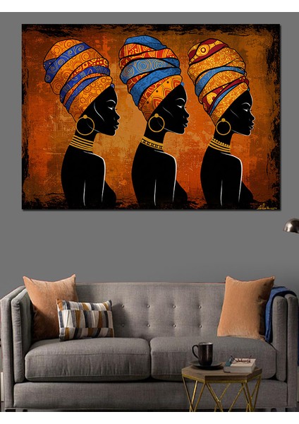 Afrikalı Kadın Figürlü Sanat Dekoratif Kanvas - Mdf Ahşap Tablo modelleri