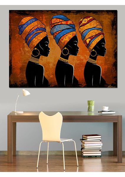 Afrikalı Kadın Figürlü Sanat Dekoratif Kanvas - Mdf Ahşap Tablo fırsatları