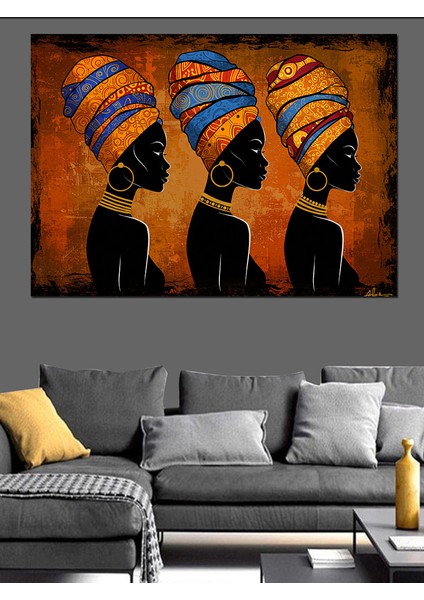 Afrikalı Kadın Figürlü Sanat Dekoratif Kanvas - Mdf Ahşap Tablo indirimleri