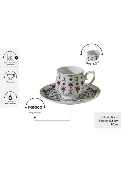 Ebruli 6 Kişilik Kahve Fincanı 100 ml
