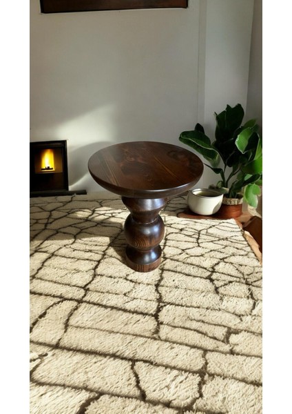 Wood Wooden Ahşap Tekli Mantar Yan Sehpa Modern Ceviz Renk Fiskos fiyatları