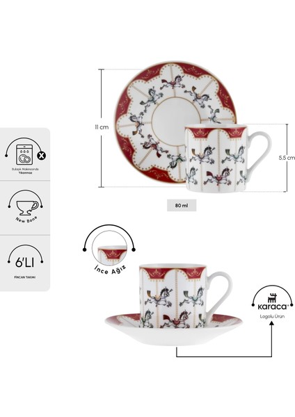 Atlı Karınca 6 Kişilik Kahve Fincanı 80 ml fiyatları