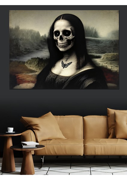 Kurukafa Yüzlü Mona Lisa Dekoratif Kanvas - Mdf Ahşap Tablo modelleri