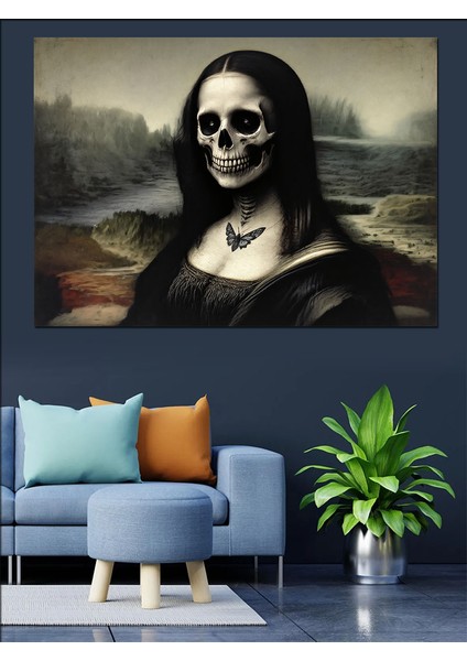 Kurukafa Yüzlü Mona Lisa Dekoratif Kanvas - Mdf Ahşap Tablo fırsatları