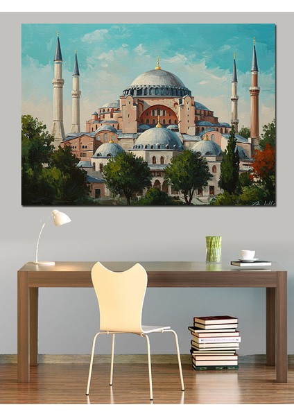 Ayasofya ve Istanbul Manzarası Dekoratif Kanvas - Mdf Ahşap Tablo