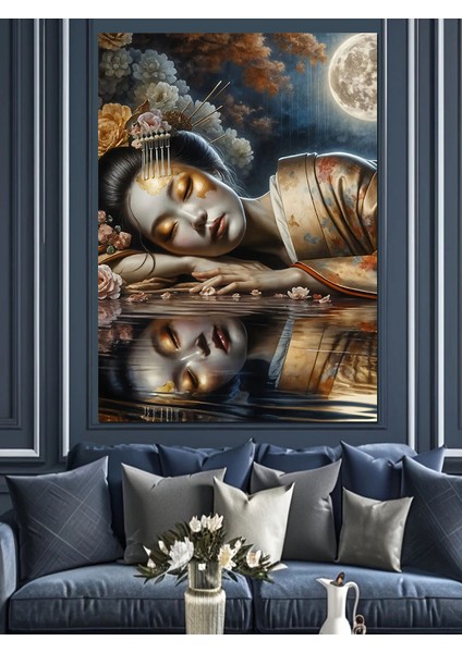 Uyuyan Japon Kadın Dekoratif Kanvas - Mdf Ahşap Tablo fırsatları