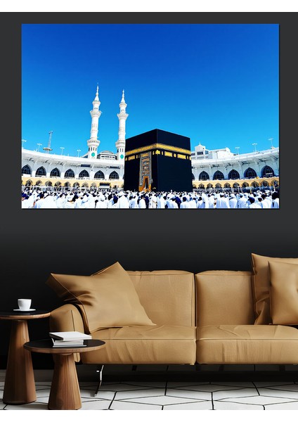 Kâbe ve Mescid-I Haram Dekoratif Kanvas - Mdf Ahşap Tablo