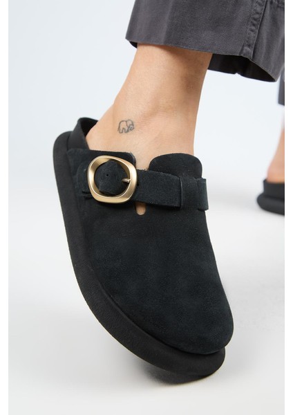 (Asymetry) Kadın Deri Kemerli Tokalı Sabo Antrasit Terlik fırsatları