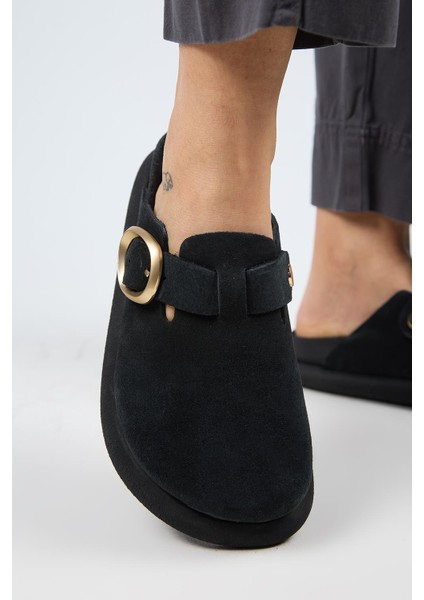 (Asymetry) Kadın Deri Kemerli Tokalı Sabo Antrasit Terlik indirimleri