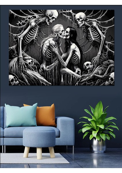 Iskeletler Arasında Aşk Dekoratif Kanvas - Mdf Ahşap Tablo modelleri