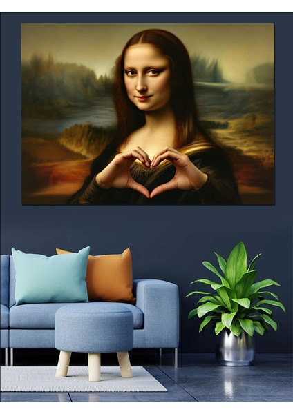 Mona Lisa Kalp Yapan Dekoratif Kanvas - Mdf Ahşap Tablo