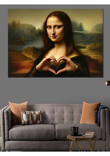 Mona Lisa Kalp Yapan Dekoratif Kanvas - Mdf Ahşap Tablo fiyatları