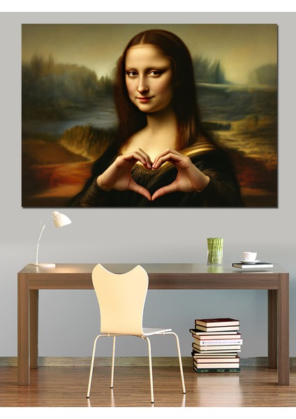 Mona Lisa Kalp Yapan Dekoratif Kanvas - Mdf Ahşap Tablo modelleri