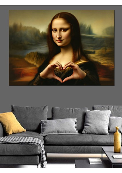 Mona Lisa Kalp Yapan Dekoratif Kanvas - Mdf Ahşap Tablo fırsatları