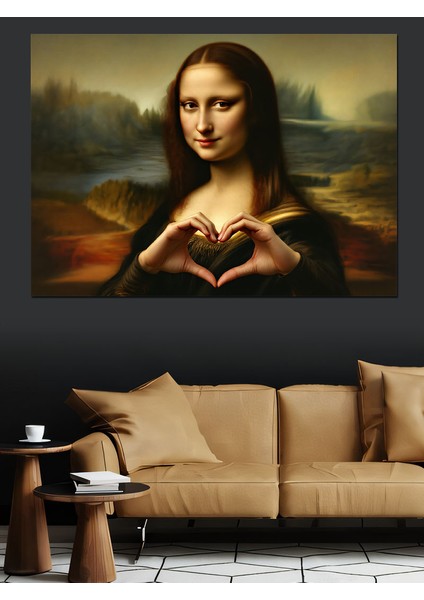 Mona Lisa Kalp Yapan Dekoratif Kanvas - Mdf Ahşap Tablo indirimleri