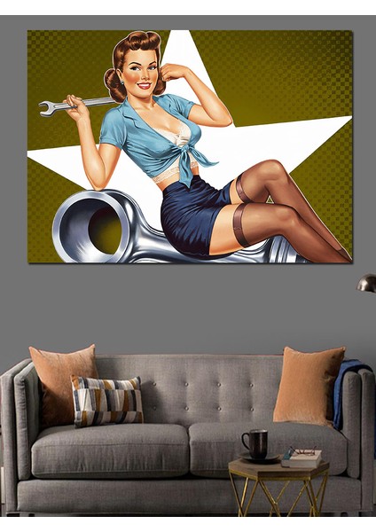 Retro Pinup Kadın Posteri Dekoratif Kanvas - Mdf Ahşap Tablo indirimleri