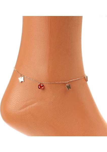 925 Ayar Gümüş Yuvarlak Garnet Taşlı Kelebek Model Halhal