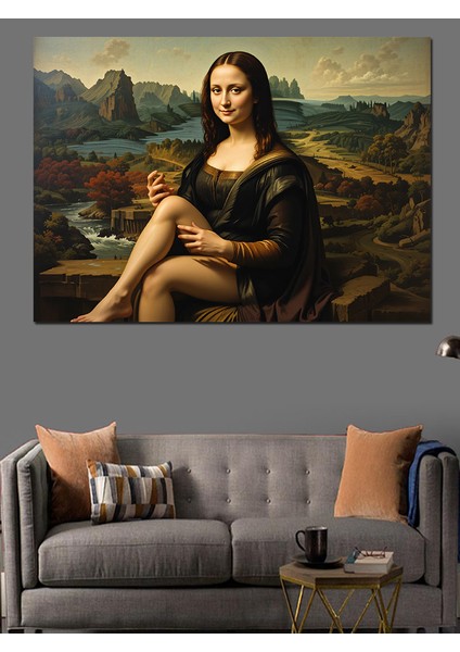 Komik Mona Lisa Dekoratif Kanvas - Mdf Ahşap Tablo