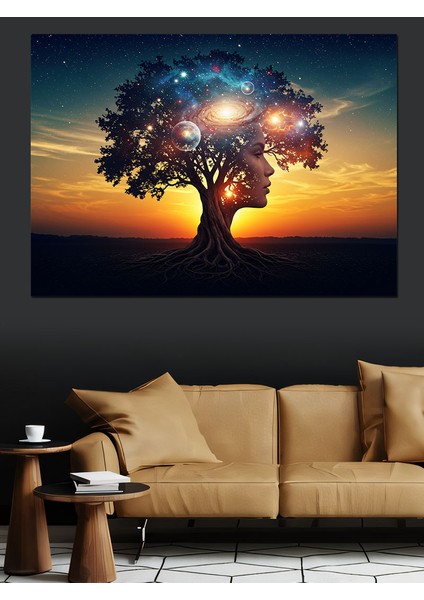 Renkli Işıklı Büyülü Ağaç Dekoratif Kanvas - Mdf Ahşap Tablo modelleri
