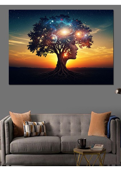 Renkli Işıklı Büyülü Ağaç Dekoratif Kanvas - Mdf Ahşap Tablo indirimleri