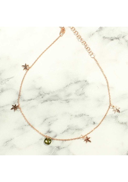 925 Ayar Gümüş Yuvarlak Peridot Taşlı Yusufçuk Model Halhal