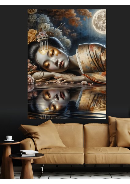 Uyuyan Japon Kadın Dekoratif Kanvas - Mdf Ahşap Tablo modelleri