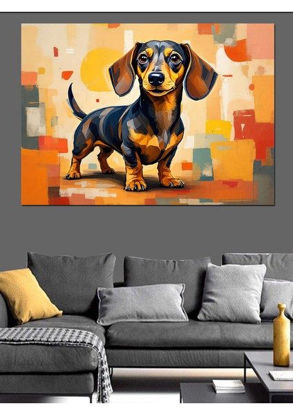 Soyut Arka Planlı Köpek Portresi Dekoratif Kanvas - Mdf Ahşap Tablo