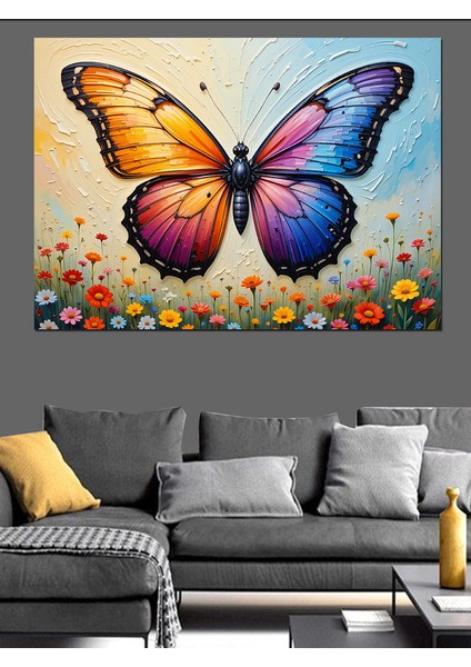 Renkli Kanatlı Büyük Kelebek Dekoratif Kanvas - Mdf Ahşap Tablo modelleri