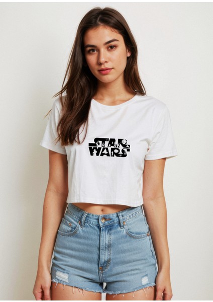 Star Wars Crop Tişört - Beyaz