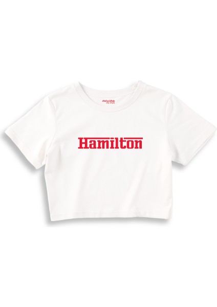 Hamilton / Ferrari Crop Tişört - Beyaz