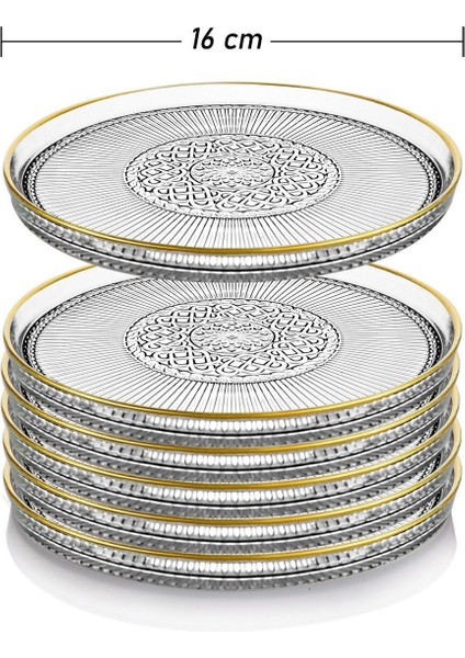 Cam Kek Pasta Servis Sunum Tabağı Seti - 6'lı Kek Pasta Takımı -16 cm fiyatları