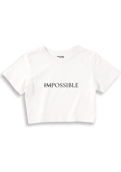 Impossıble Crop Tişört - Beyaz