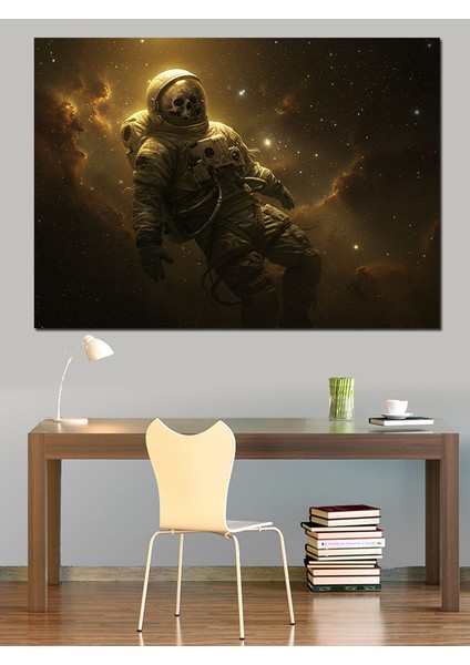 Uzayda Süzülen Astronot Figürü Dekoratif Kanvas - Mdf Ahşap Tablo