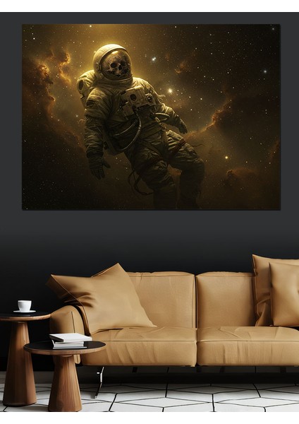 Uzayda Süzülen Astronot Figürü Dekoratif Kanvas - Mdf Ahşap Tablo