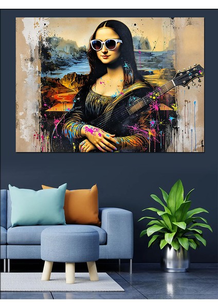 Güneş Gözlüklü Mona Lisa Dekoratif Kanvas - Mdf Ahşap Tablo fiyatları