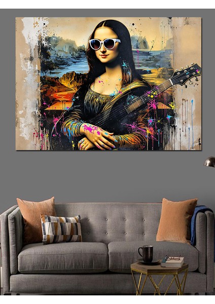 Güneş Gözlüklü Mona Lisa Dekoratif Kanvas - Mdf Ahşap Tablo modelleri