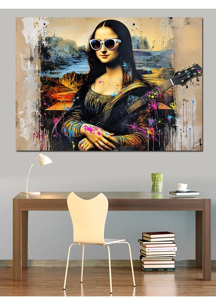 Güneş Gözlüklü Mona Lisa Dekoratif Kanvas - Mdf Ahşap Tablo fırsatları