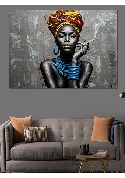 Duru Bakışlı Siyah Kadın Dekoratif Kanvas - Mdf Ahşap Tablo