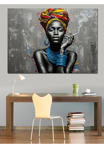 Duru Bakışlı Siyah Kadın Dekoratif Kanvas - Mdf Ahşap Tablo fiyatları