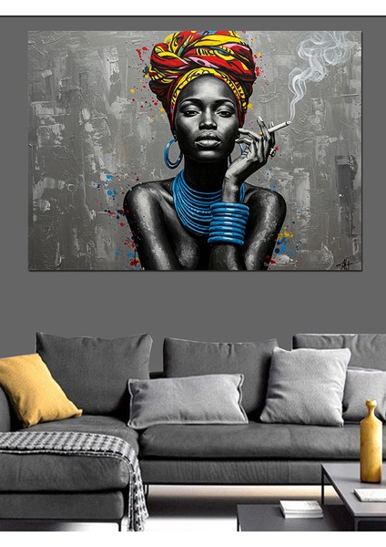 Duru Bakışlı Siyah Kadın Dekoratif Kanvas - Mdf Ahşap Tablo modelleri